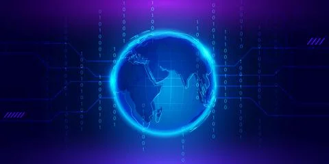 Modern global Technology background with binary イラスト素材