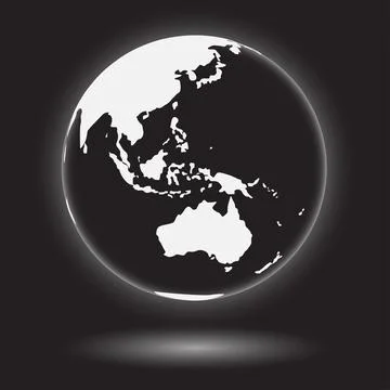 Modern globe with light shadow and black background Stock Illustration