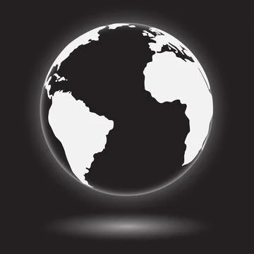 Modern globe with light shadow and black background Stock Illustration