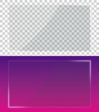 Modern Glossy Glass Rectangle Border Frame with Glowing Edge Isolated Transparen Stock Illustration