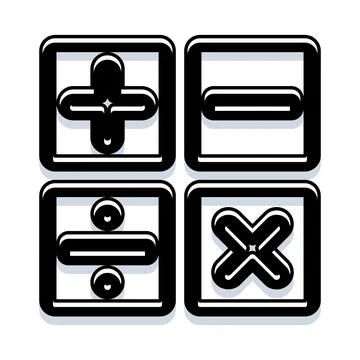 Modern glossy icons of basic arithmetic operations Stock Illustration