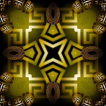 Modern glowing 3d greek vector seamless pattern. Abstract shiny geometric bac Ilustración de archivo