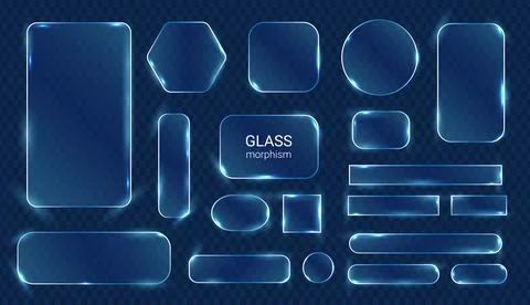 Modern glowing glassmorphism user interface shapes collection Stock Illustration