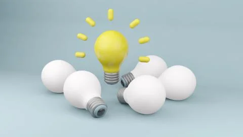 Modern glowing lamp bulb idea concept , 3d render Stock Illustration