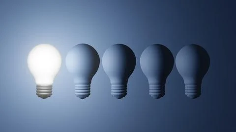 Modern glowing lamp bulb idea concept , 3d render Illustrazione stock