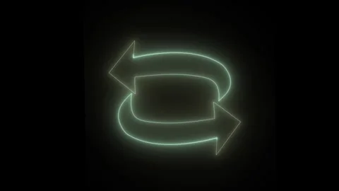 Modern glowing neon arrows animation with infinite rotation and cycle. Tech.. Stock Footage 313429809