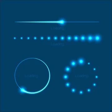 Modern glowing preloaders and progress bars Stock Illustration