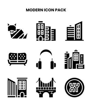 Modern Glyph Bundle Icons Pack Stock Illustration