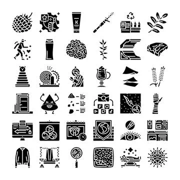 Modern glyph set with diverse technology and life concepts イラスト素材