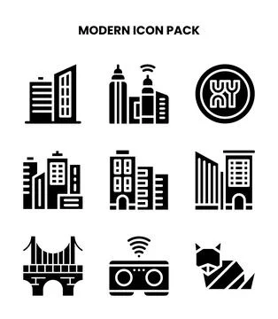 Modern Glyph Set Icons Pack Illustrazione stock