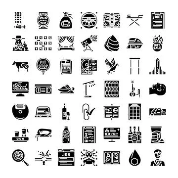 Modern glyphs collection for web and mobile design Stock Illustration