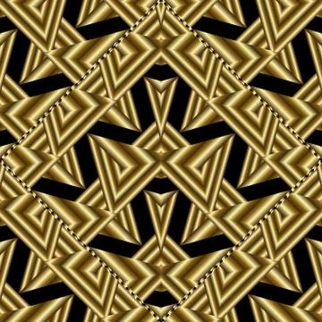 Modern gold geometric seamless pattern. Abstract black backgroun Stock Illustration