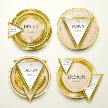 Modern gold labels design set Stock Illustration