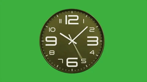 Modern golden clock face moving fast forward timelapse green screen chroma key Stock Footage 127372314