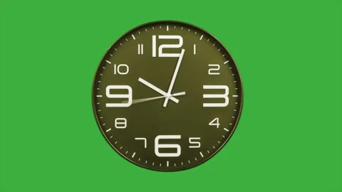 Modern golden clock face moving fast forward timelapse green screen chroma key Stock Footage 127372317