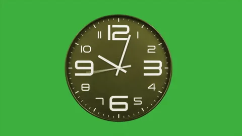Modern golden clock face moving fast forward timelapse green screen chroma key Stock Footage 127372620