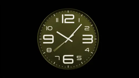 Modern golden clock face moving fast forward time lapse Stock Footage 127387580