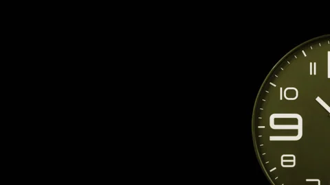 Modern golden clock face moving fast forward transition Video stock 127468482