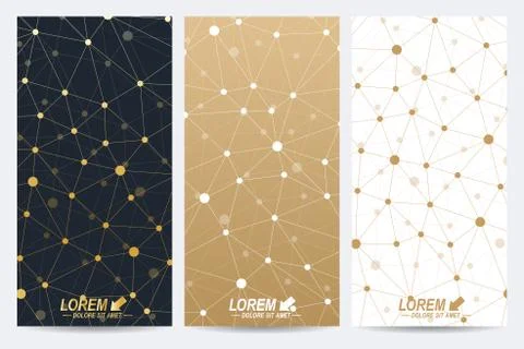 Modern golden set of vector flyers. Modern stylish polygonal pattern with Stock Illustration