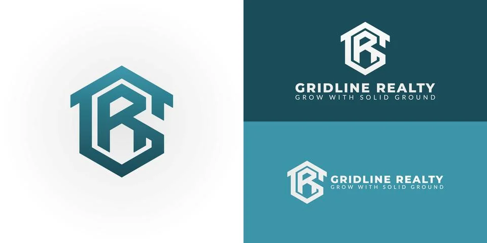 Modern GR initial logo in a strong hexagonal form. Stock Illustration