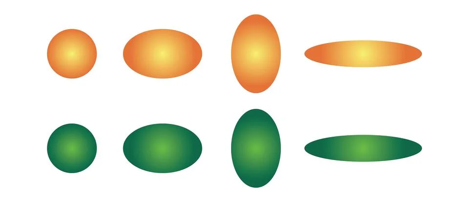 Modern gradient abstract design with 8 circular shapes in orange and green .. Stock Illustration
