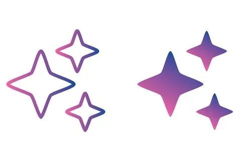 Modern Gradient AI Sparkle Icon Set Outline and Solid Filled for Generative Tech Stock Illustration