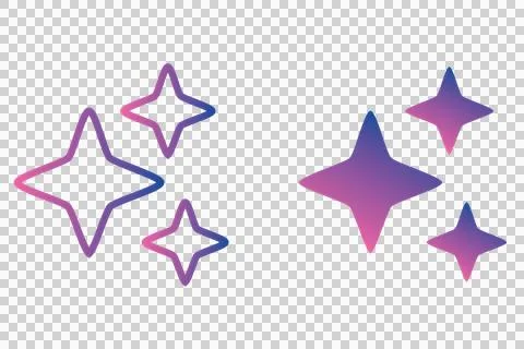 Modern Gradient AI Sparkle Icon Set Outline and Solid Filled for Generative Tech Stock Illustration