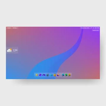 Modern gradient desktop interface dashboard with minimal UI design Ilustração Stock
