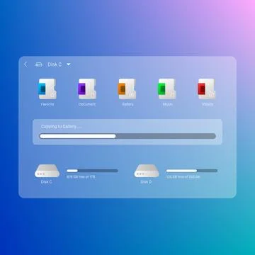 Modern gradient file manager interface with clean storage dashboard Ilustración de archivo