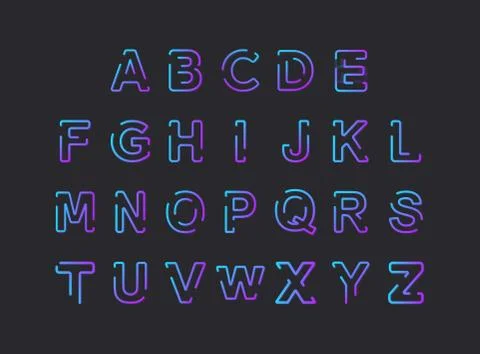 Modern gradient letter alphabet set. Trendy, dynamic creative style design. F Stock Illustration