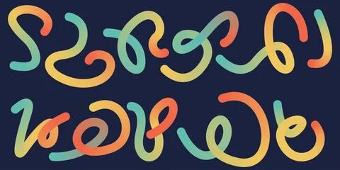 Modern gradient line element design set 스톡 일러스트
