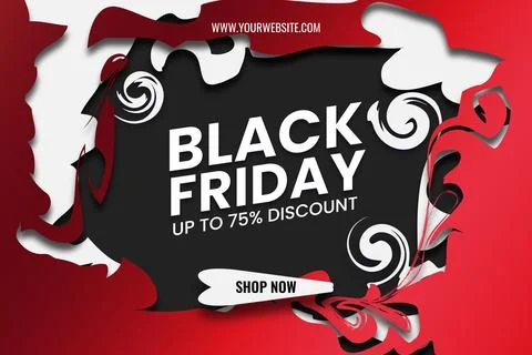 Modern gradient overly white color paper cut style with black friday 스톡 일러스트