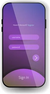 Modern Gradient Sign In Interface With Username and Password Fields for Mob.. Stock Illustration