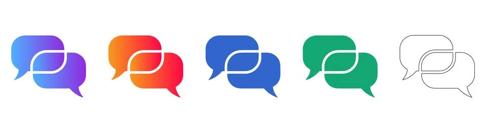 Modern Gradient Speech Bubble Icons Set Illustrazione stock