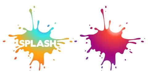 Modern gradient splashes shapes with drops and blots. Vector illustration. 스톡 일러스트