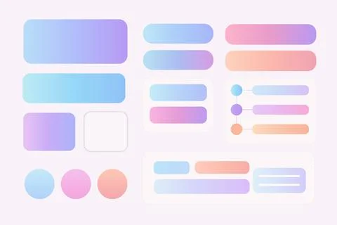Modern Gradient UI Elements Kit with Rounded Shapes and Soft Colors Stockillustratie