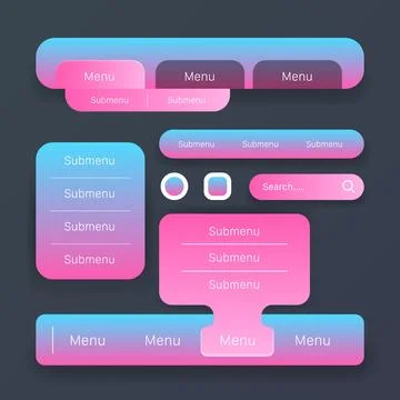 Modern Gradient Web UI Kit Menu Interface Components Illustrazione stock