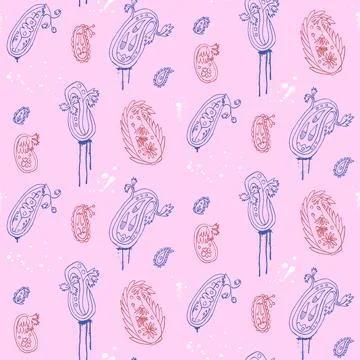 Modern graffiti paisley seamless pattern. Spray painted indian ornament endless Stock Illustration