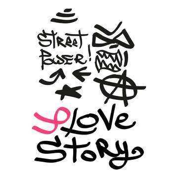 Modern graffiti tags on a white background. Vector art. Stock Illustration