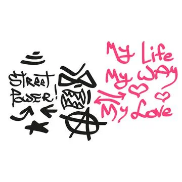 Modern graffiti tags on a white background. Vector art. Illustrazione stock