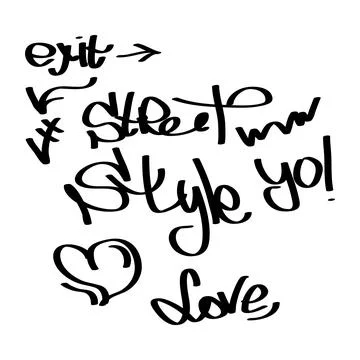 Modern graffiti tags on a white background. Vector art. Stock Illustration