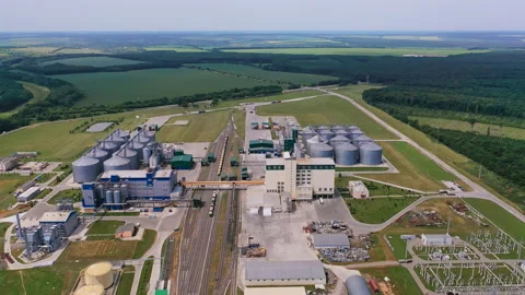 Modern grain elevators. Large silver granary. Stock Footage 167506607