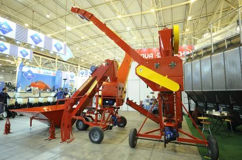 Modern grain loader presented on a stand, made in Ukraine. Stock Photos
