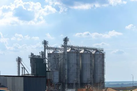 Modern Granary elevator and seed cleaning line. Фото
