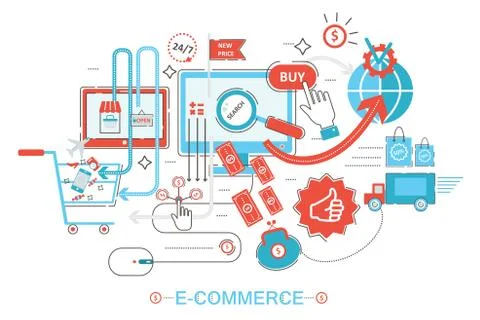 Modern graphic design style concept of online shopping, e-commerce online sales Stock-Illustration