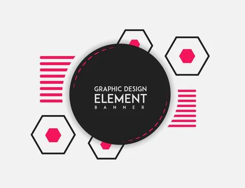 Modern graphic elements banner, dark gray circle blank template Stock Illustration