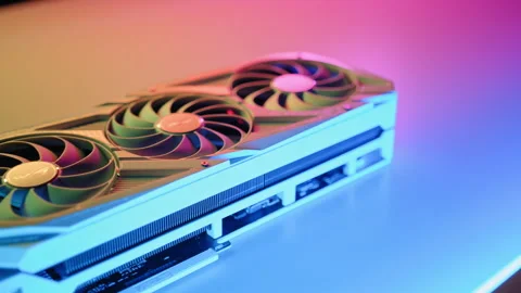 Modern Graphics Card with Colorful Effect Lighting Stock Footage 263022432