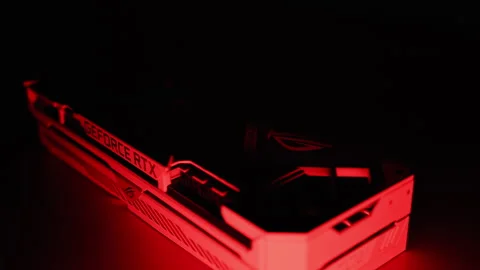 Modern Graphics Card with Red Effect Lighting Stock Footage 263022415