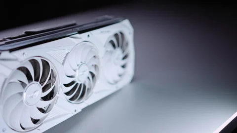 Modern Graphics Card with White Effect Lighting Stock Footage 263022441