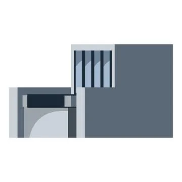 Modern gray building with large windows and balcony representing contemporary Ilustração Stock